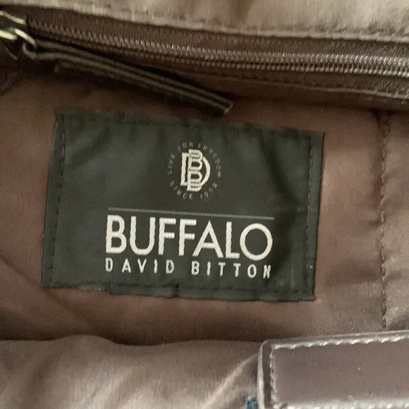 David Bitton BUFFALO laptop messenger bag tan canvas brown trim - Picture 4 of 10